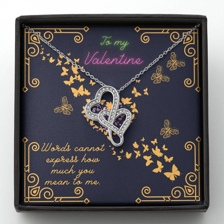How Much You Mean To Me Golden Butterflies Gift For Her Double Hearts Necklace
