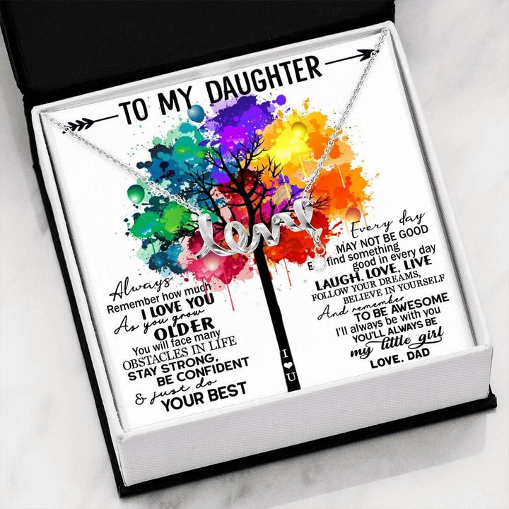 How Much I Love You Colorful Tree Scripted Love Necklace Gift For Daughter