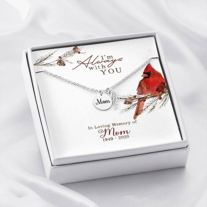 I'm Always With You Gift For Angel Mom Remembrance Angel Wing Necklace