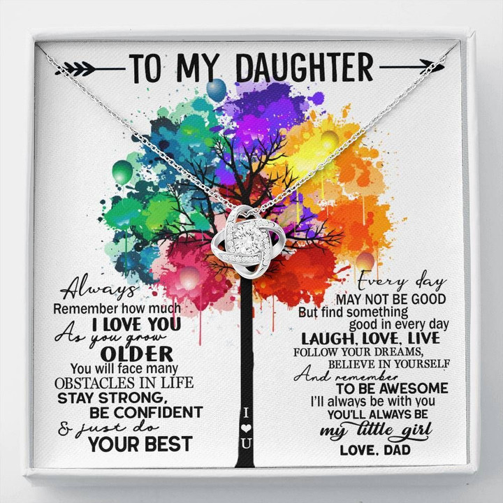 Colorful Tree Laugh Love Live Love Knot Necklace Gift For Daughter