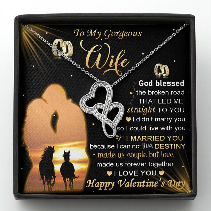 Gift For Wife Love Made Us Forever Together Double Hearts Necklace