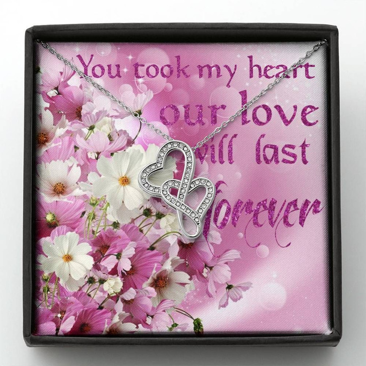 Our Love Will Last Forever Double Hearts Necklace Gift For Her