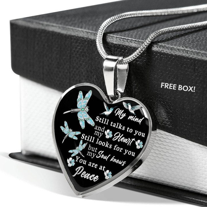 Spiritual Dragonfly You Are At Peace Stainless Heart Pendant Necklace Gift For Women