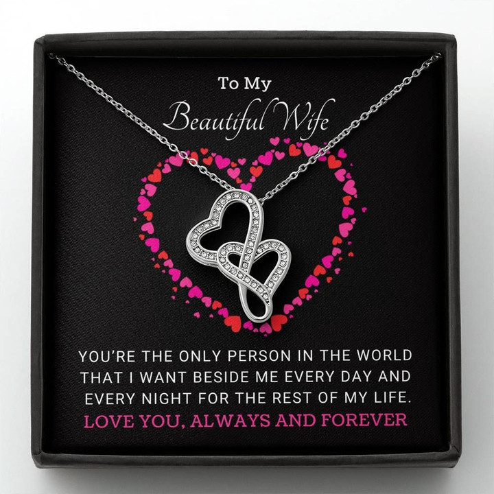 The Only Person In The World Double Hearts Necklace Gift For Wife
