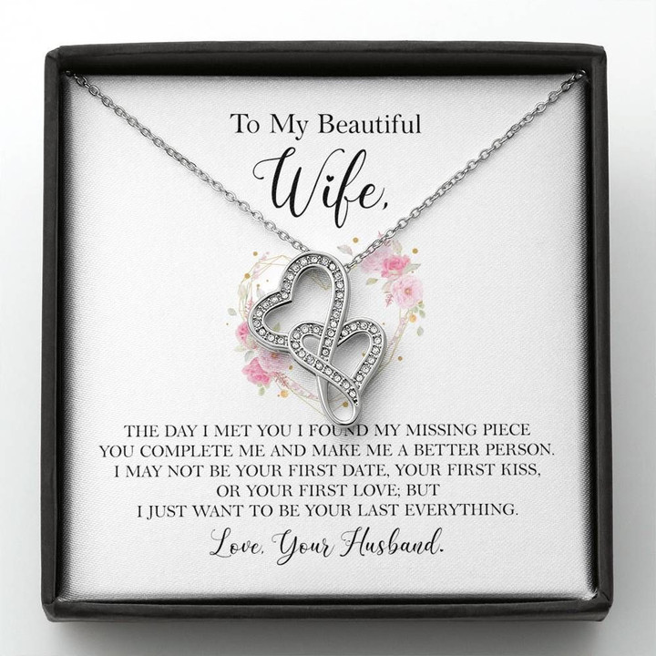 You Complete Me Double Hearts Necklace Gift For Wife