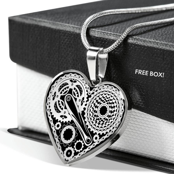 Cycling Love Machine Stainless Heart Pendant Necklace Gift For Women