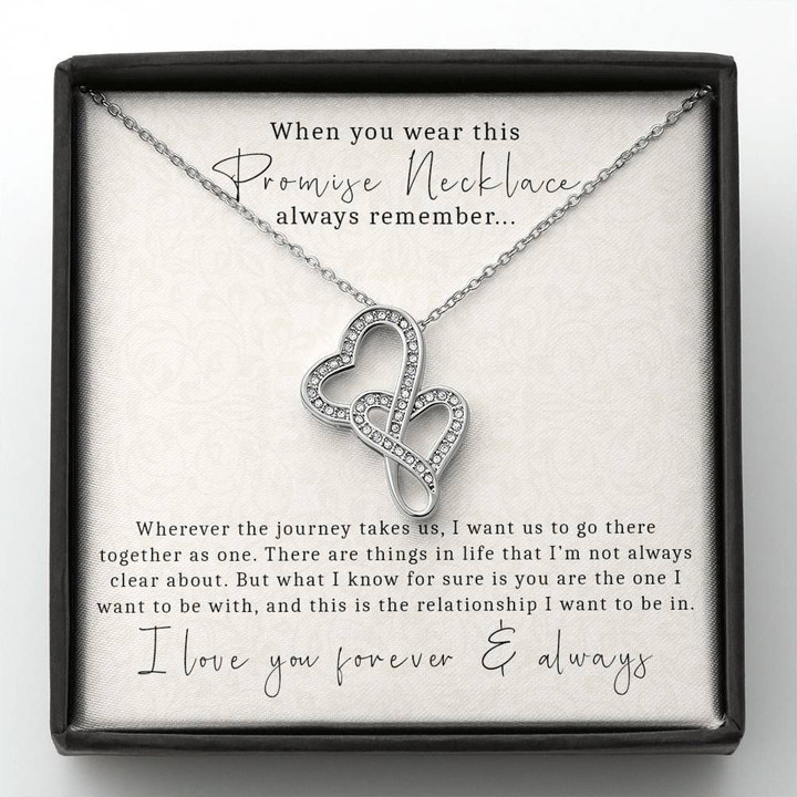Promise Necklace I Love You Forever Gift For Her Double Hearts Necklace