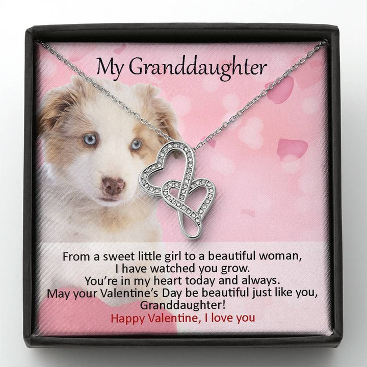 Cute Dog Gift For Granddaughter You Are In My Heart Today Double Hearts Necklace