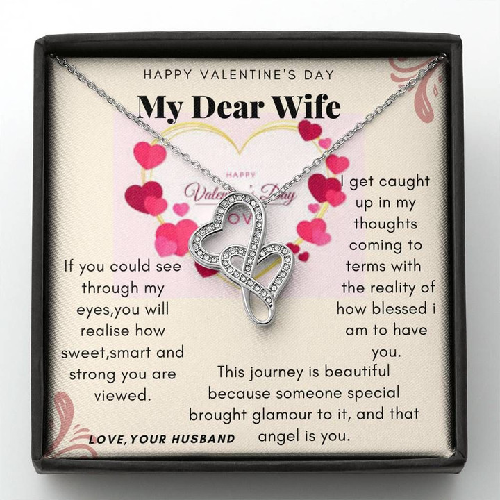 Gift For Wife How Blessed I Am To Have You Double Hearts Necklace