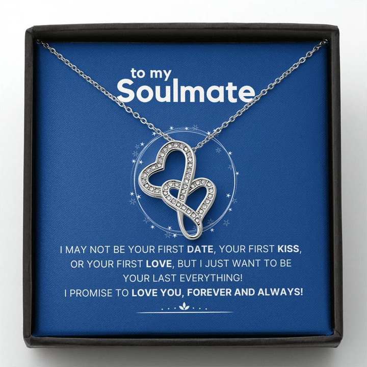 Soulmate Gift For Her I Love You Forever And Always Double Hearts Necklace