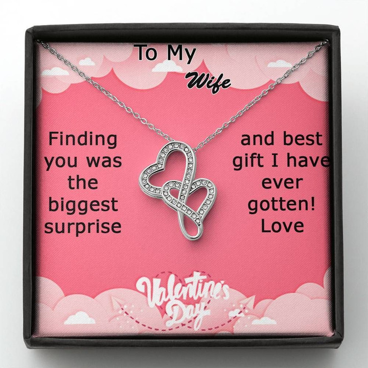 Gift For Wife Finding You Was The Biggest Surprise Double Hearts Necklace