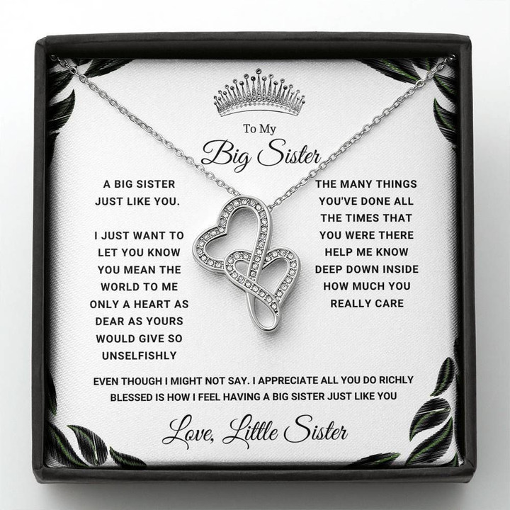 Thank For All You've Done Double Hearts Necklace Gift For Sister