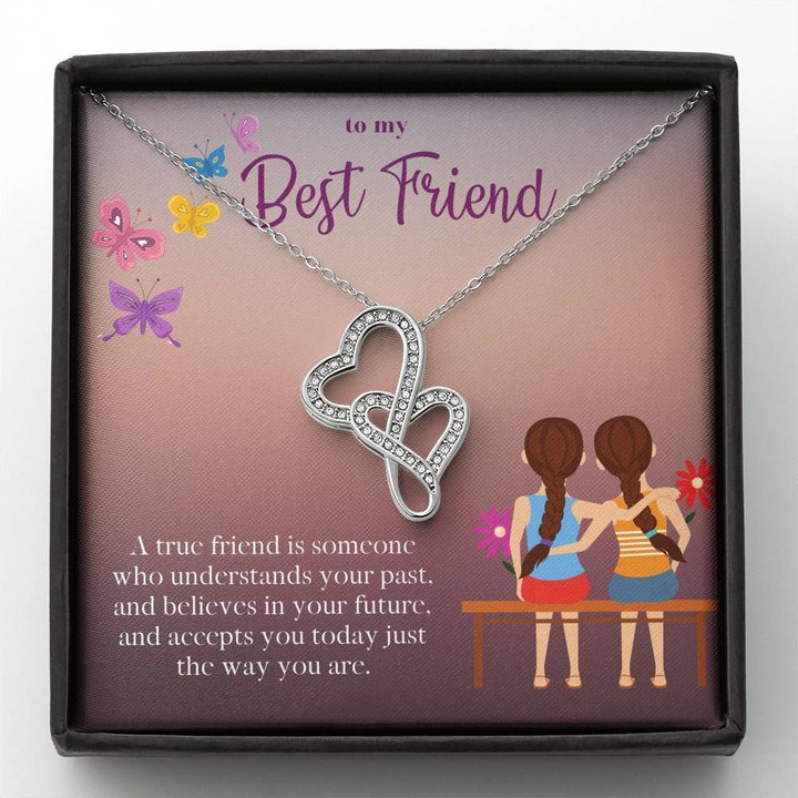 Believe In Your Future Gift For Bff Double Hearts Necklace