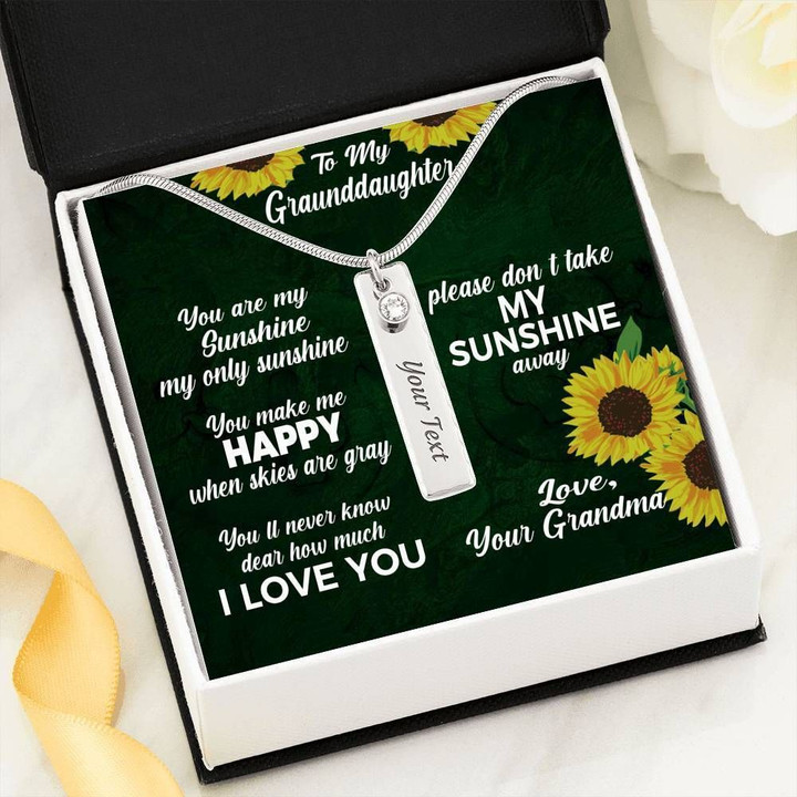 Gift For Granddaughter You Are My Sunshine Birthstone Name Bar Necklace
