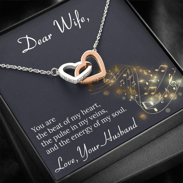 You Are The Beat Of My Heart Interlocking Hearts Necklace Gift For Wife