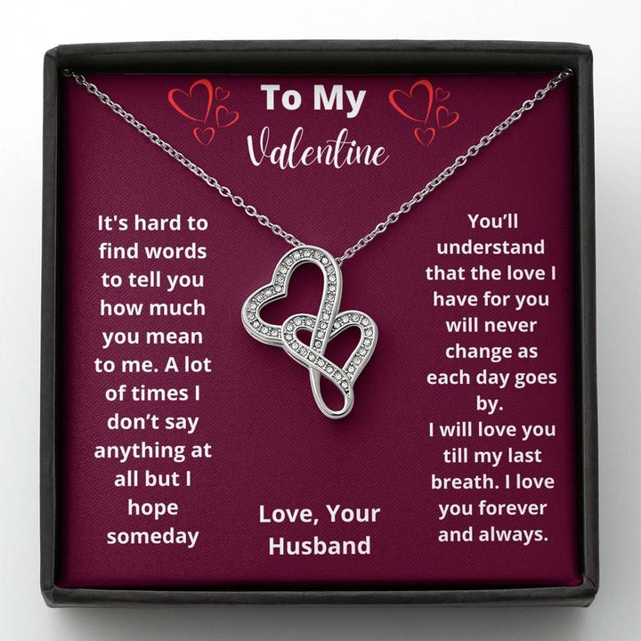 Love You Till My Last Breath Double Hearts Necklace Gift For Wife