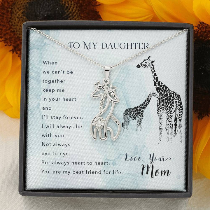 When We Can't Be Together Giraffe Couple Necklace Gift For Daughter