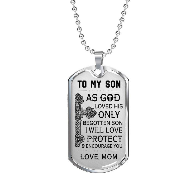 Meaningful Gift For Son I Will Love You Stainless Dog Tag Pendant Necklace
