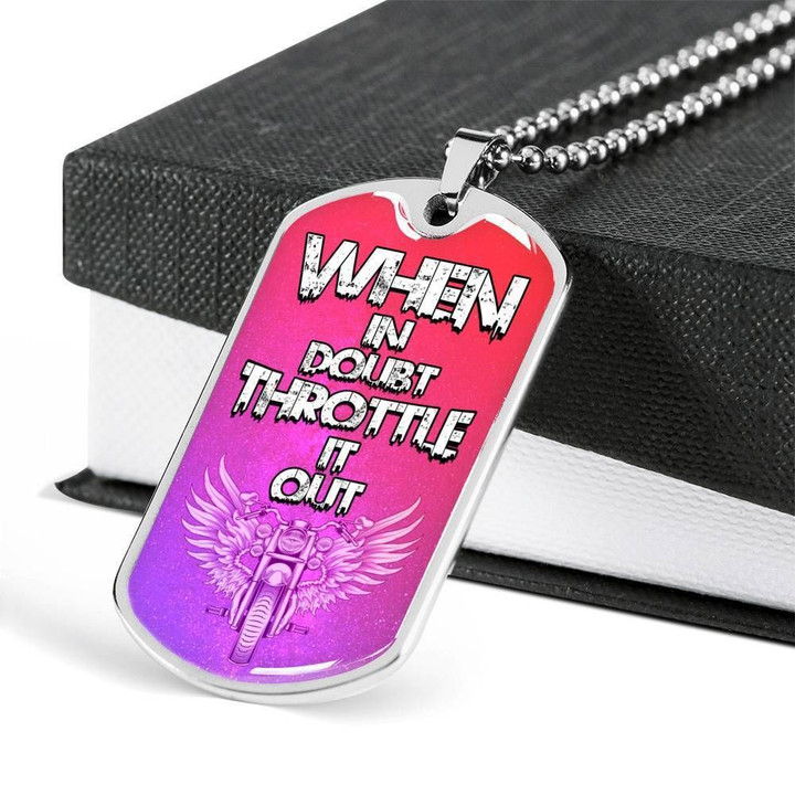 When In Doubt Throttle It Out Dog Tag Pendant Necklace Gift For Men