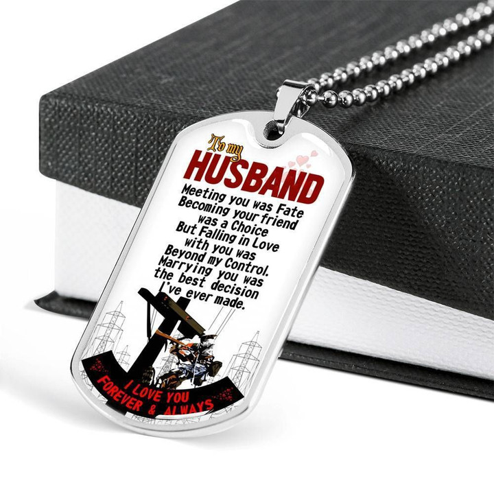 Meeting You Was Fate Stainless Dog Tag Pendant Necklace Gift For Firefighting Husband