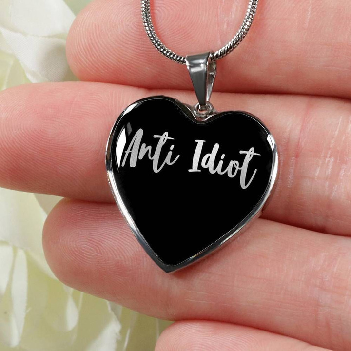 Anti Idiot Stainless Heart Pendant Necklace Gift For Women