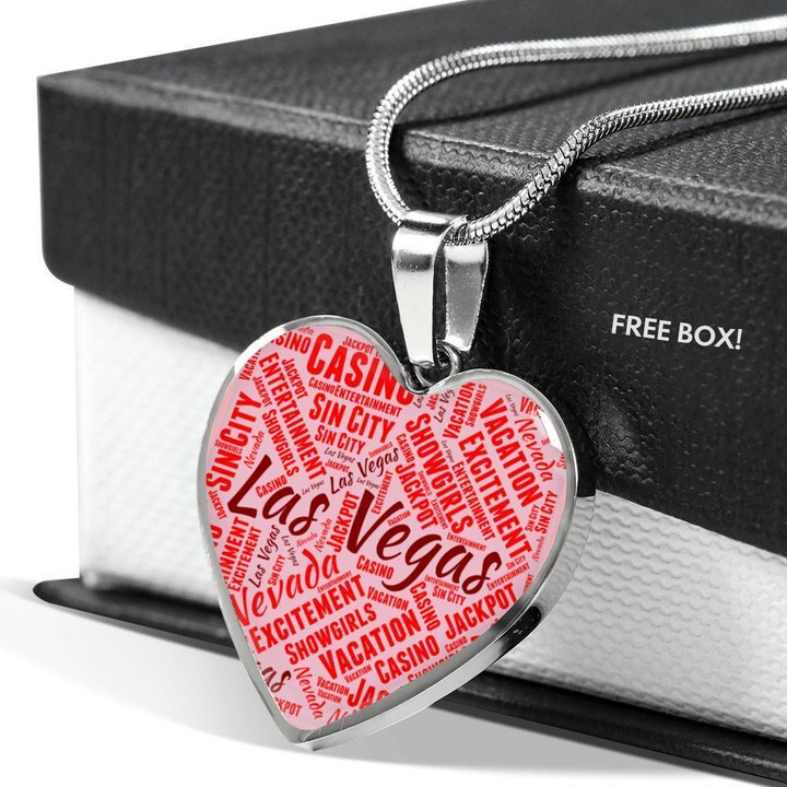 Las Vegas Nevada Vacation Heart Pendant Necklace Gift For Women