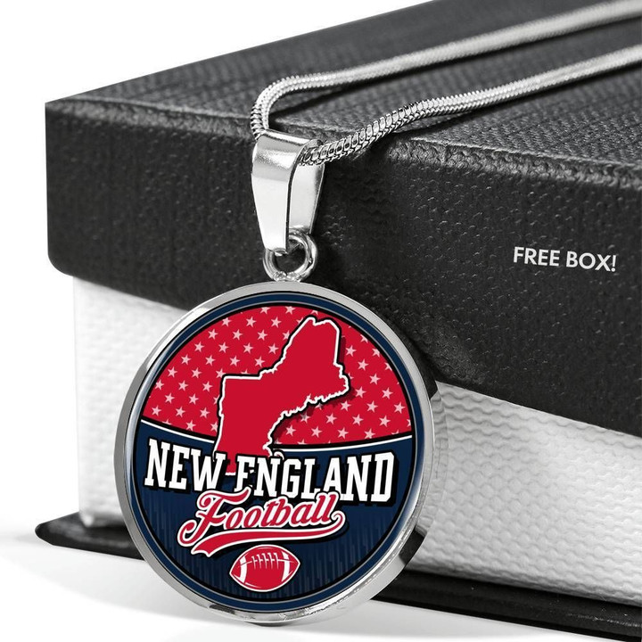 New England Football Circle Pendant Necklace Gift For Men