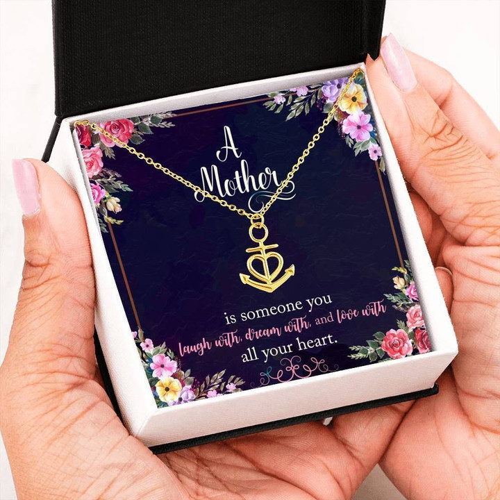 Laugh With Dream Anchor Necklace Gift For Mom Mama
