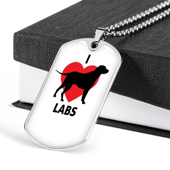 I Love Labs Dog Tag Pendant Necklace Gift For Dog Lovers