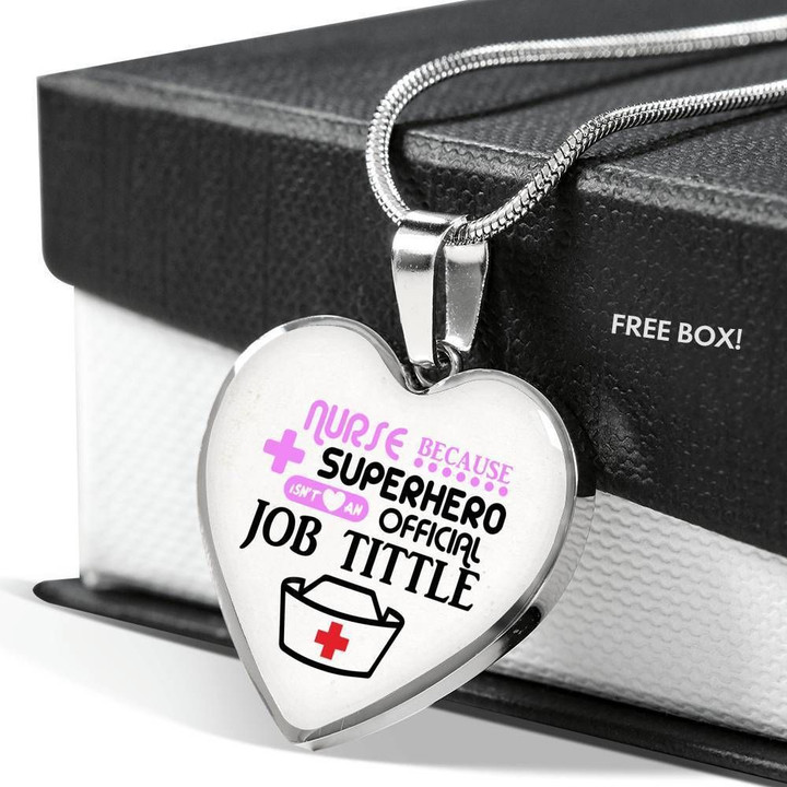 Superhero Offical Job Tittle Heart Pendant Necklace Gift For Nurse