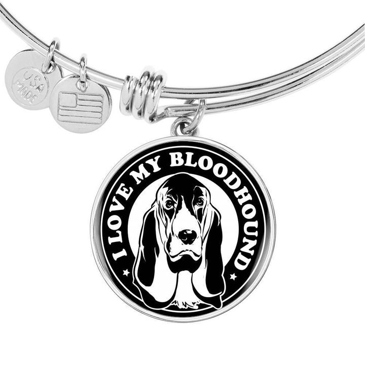 I Love My Bloodhound Circle Adjustable Bangle Gift For Dog Lovers