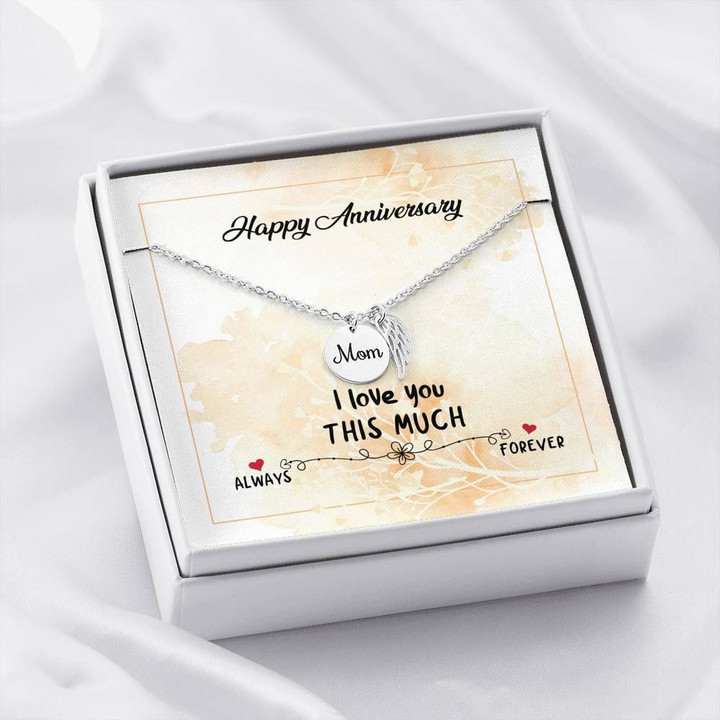 Love You This Much Remembrance Angel Wing Necklace Gift For Wife