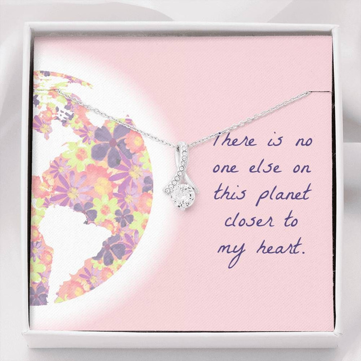 No One Closer To My Heart 14K White Gold Alluring Beauty Necklace Gift For Wife