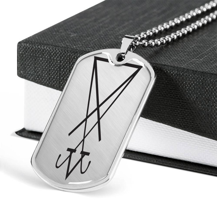 Satanic Rag Stainless Dog Tag Pendant Necklace Gift For Men