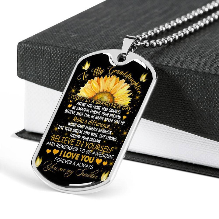 Dog Tag Pendant Necklace Gift For Granddaughter Today Is A Brand New Day