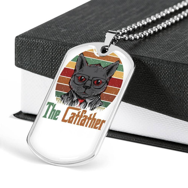 The Catfather Retro Style Dog Tag Pendant Necklace Gift For Men