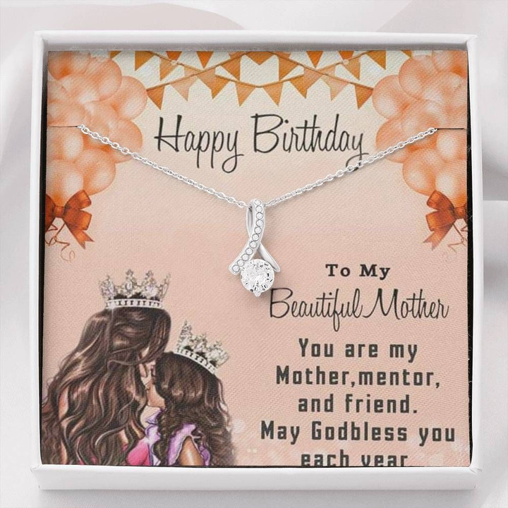 Happy Birthday My Mentor 14K White Gold Alluring Beauty Necklace Gift For Mom Mama