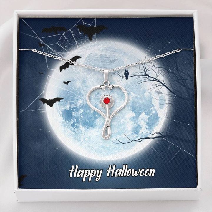 Happy Halloween Full Moon Necklace Gift For Women Stethoscope Necklace
