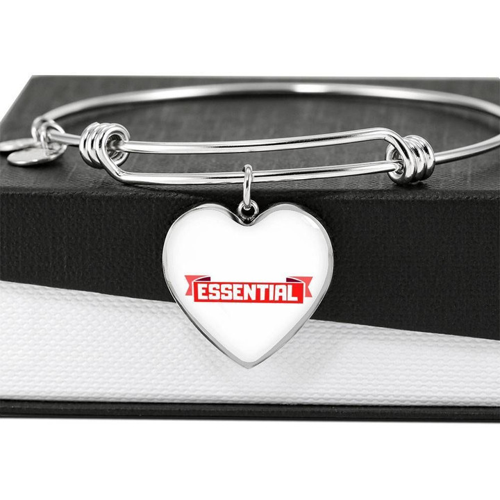 White Background Essential Heart Adjustable Bangle Gift For Women