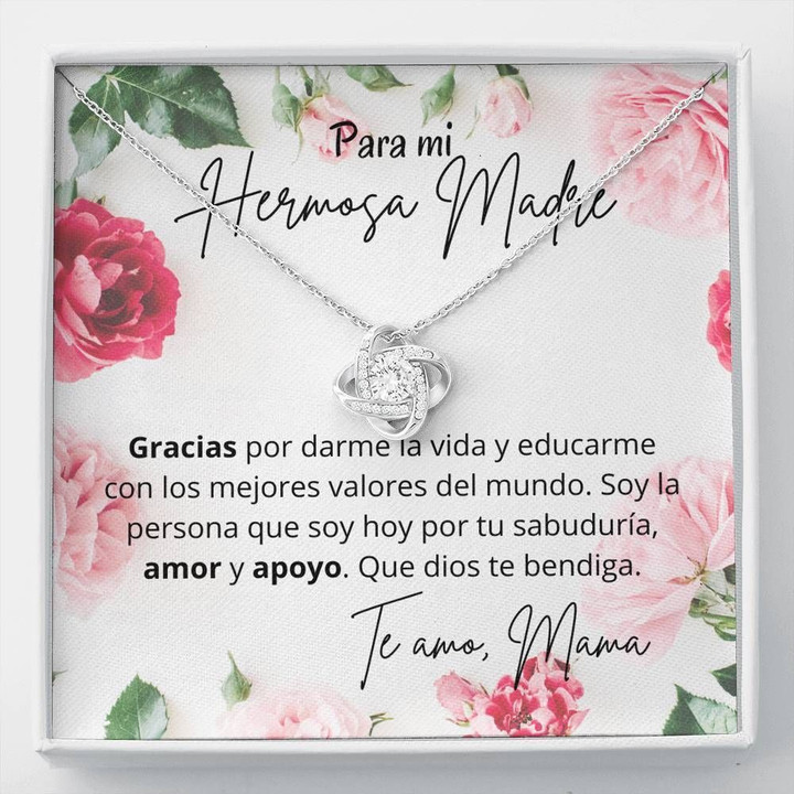 Gracias Mama Por Tu Amor Y Apoyo Love Knot Necklace Gift For Hermosa Madre