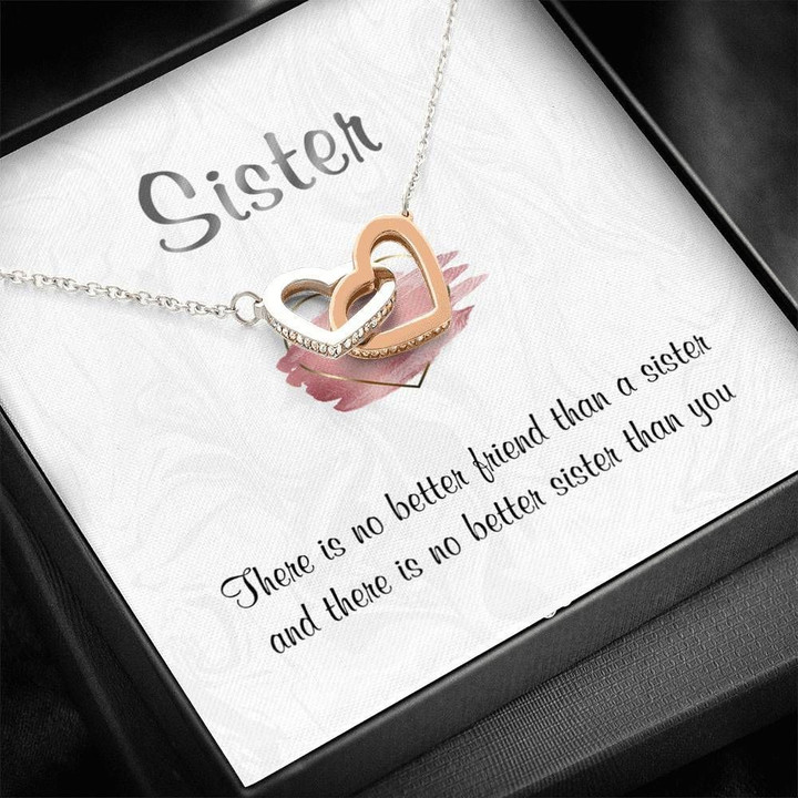 No Better Friend Than My Sister Interlocking Hearts Necklace Gift For Women