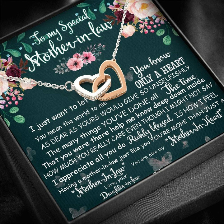 How Much You Really Care Interlocking Hearts Necklace Gift For Mother In Law