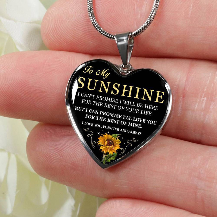 The Rest Of Mine Sunflower Heart Pendant Necklace Gift For My Sunshine