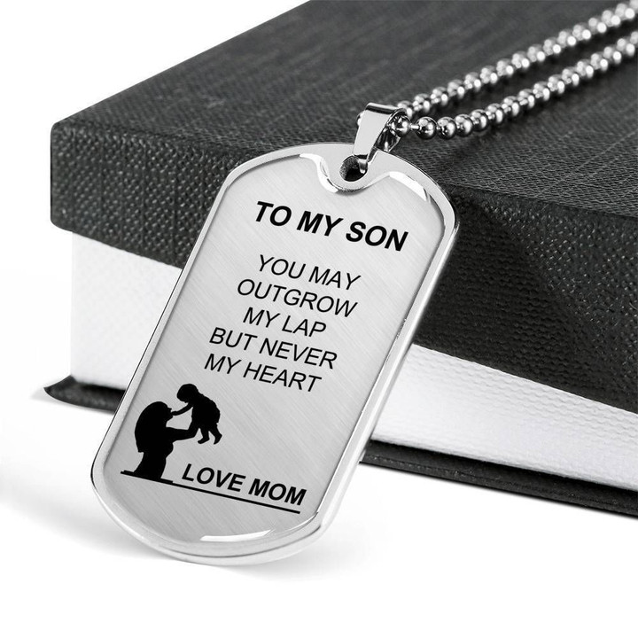 Never Outgrow My Lap Dog Tag Pendant Necklace Gift For Son