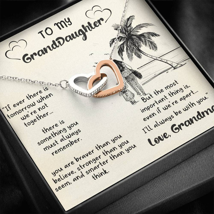 Palm Tree When We're Apart Interlocking Hearts Necklace Gift For Granddaughter