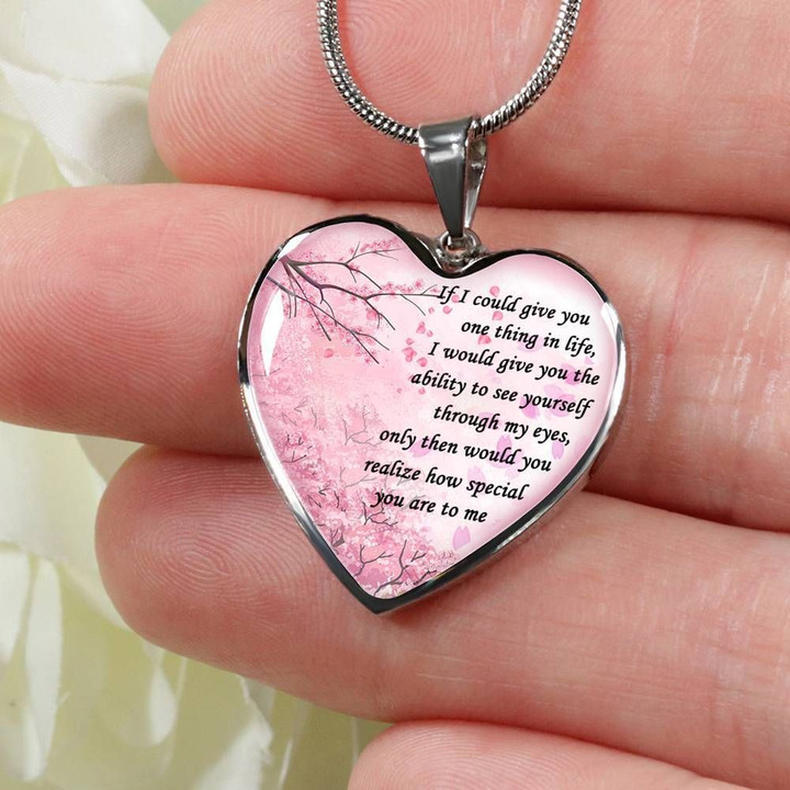 Cherry Blossom How Special You Are Heart Pendant Necklace Gift For Women