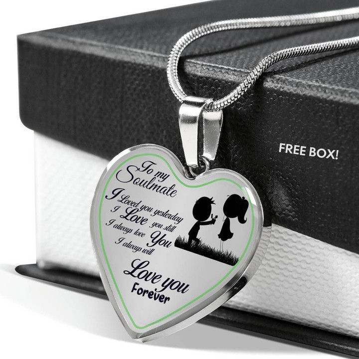 Always Will Love You Stainless Heart Pendant Necklace Soulmate Gift For Her
