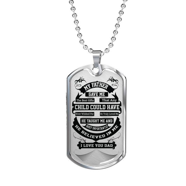 He Believed In Me Dog Tag Pendant Necklace Gift For Papa