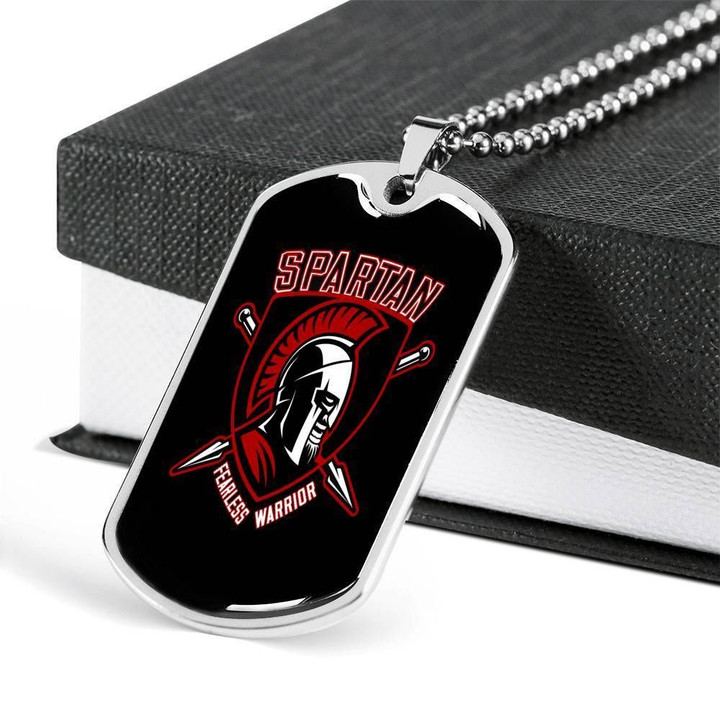 Gym Spartan Warrior Fearless Dog Tag Pendant Necklace Gift For Men