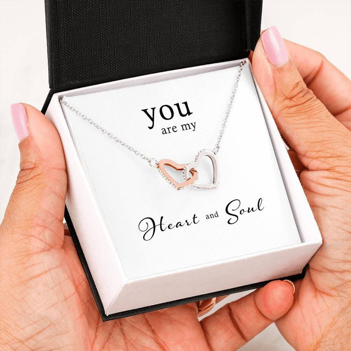 You Are My Heart And Soul Interlocking Hearts Necklace Gift For Women